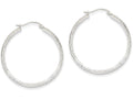 FJC Finejewelers 14k White Gold Bright-cut 3.5x34mm Hollow Hoop Earrings