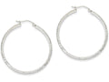 FJC Finejewelers 14k White Gold Bright-cut 3.5x38mm Hollow Hoop Earrings