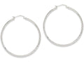 FJC Finejewelers 14k White Gold Bright-cut 3.5x46mm Hollow Hoop Earrings