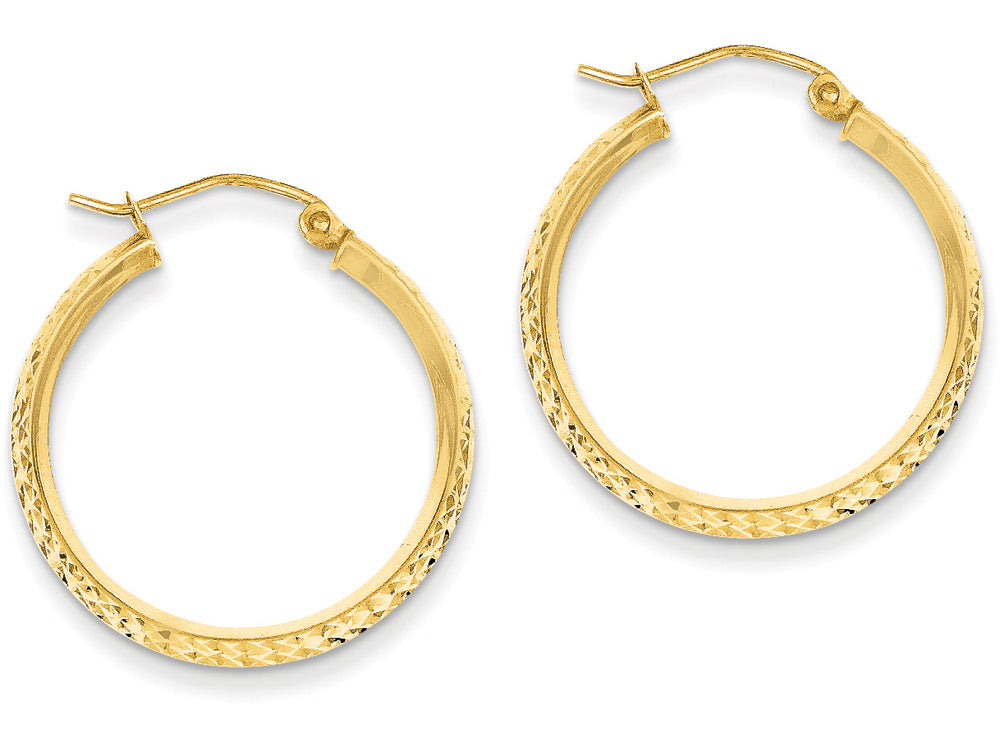 FJC Finejewelers 14k Yellow Gold Knife Edge Bright-cut 2.5x25mm Hollow Hoop Earrings