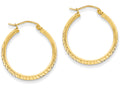 FJC Finejewelers 14k Yellow Gold Knife Edge Bright-cut 2.5x25mm Hollow Hoop Earrings