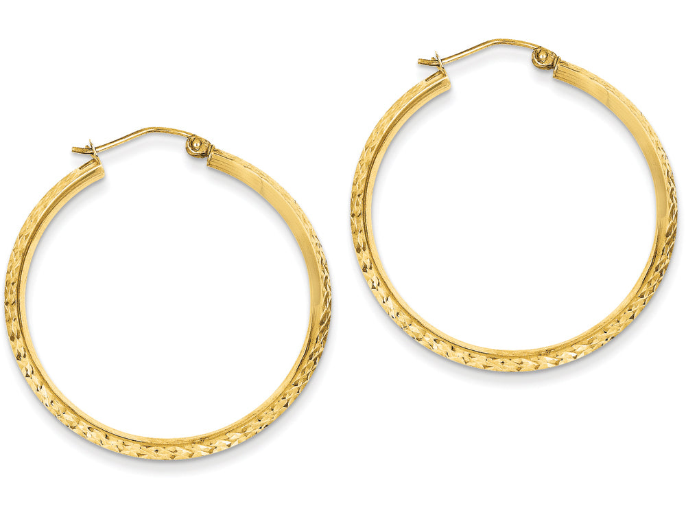 FJC Finejewelers 14k Yellow Gold Knife Edge Bright-cut Hollow Hoop Earrings