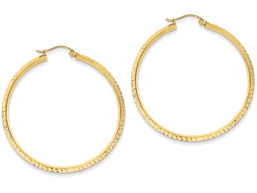 FJC Finejewelers 14k Yellow Gold Knife Edge Bright-cut Hollow Hoop Earrings