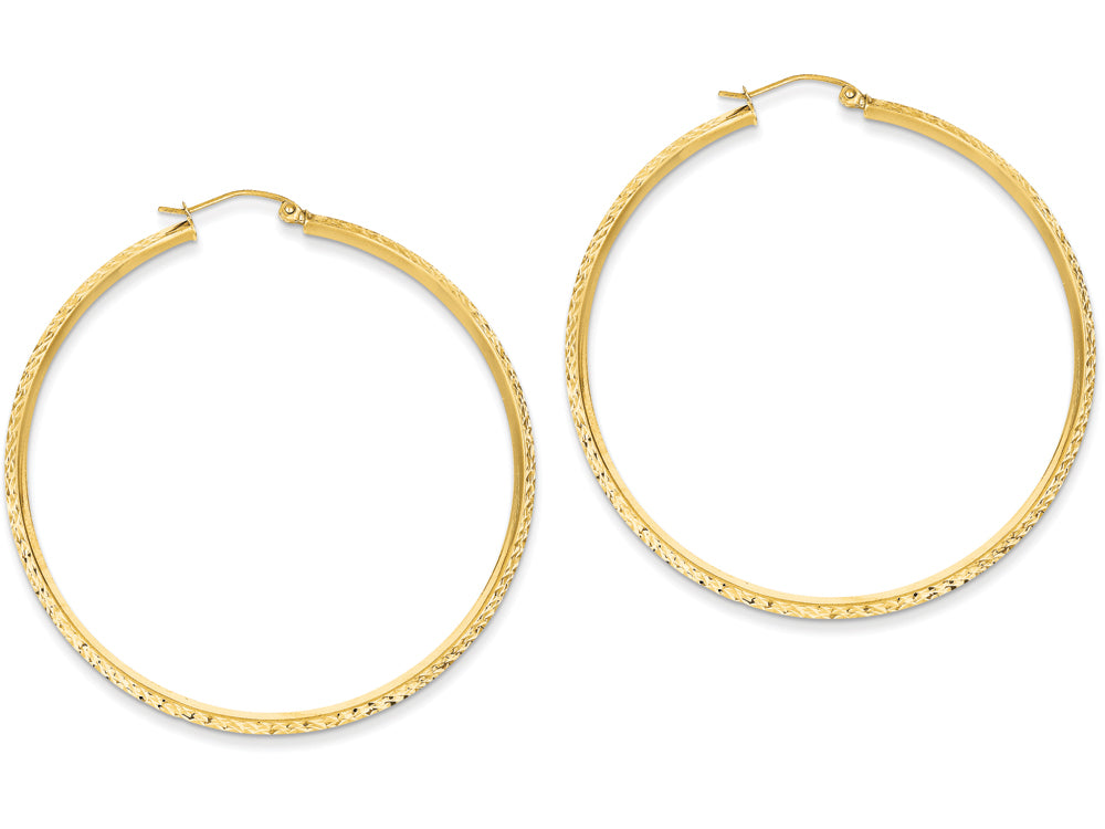 FJC Finejewelers 14k Yellow Gold Knife Edge Bright-cut Hollow Hoop Earrings