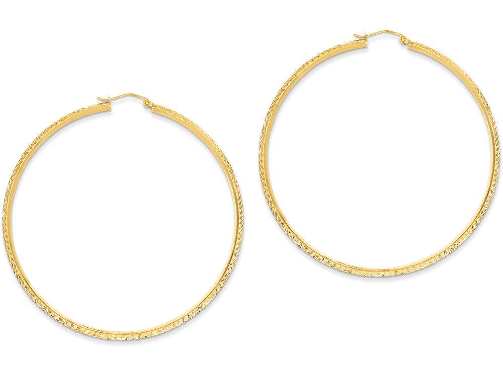 FJC Finejewelers 14k Yellow Gold Knife Edge Bright-cut Hollow Hoop Earrings