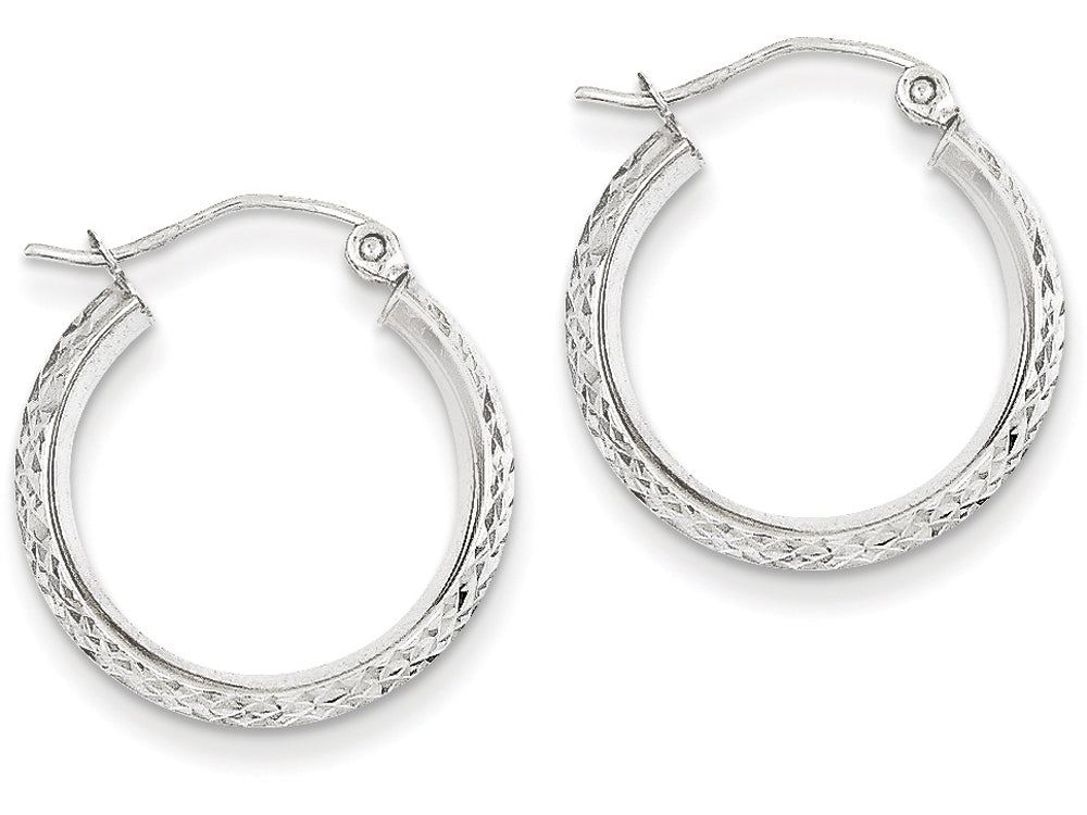 FJC Finejewelers 14k White Gold Knife Edge Bright-cut 2.5x20mm Hoop Earrings