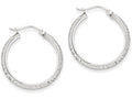 FJC Finejewelers 14k White Gold Knife Edge Bright-cut 2.5x25mm Hoop Earrings
