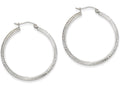 FJC Finejewelers 14k White Gold Knife Edge Bright-cut 2.5x25mm Hoop Earrings