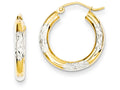FJC Finejewelers 14k Yellow Gold and Rhodium Bright-cut 3x20mm Hoop Earrings
