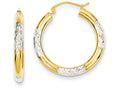 FJC Finejewelers 14k Yellow Gold and Rhodium Bright-cut 3x25mm Hoop Earrings