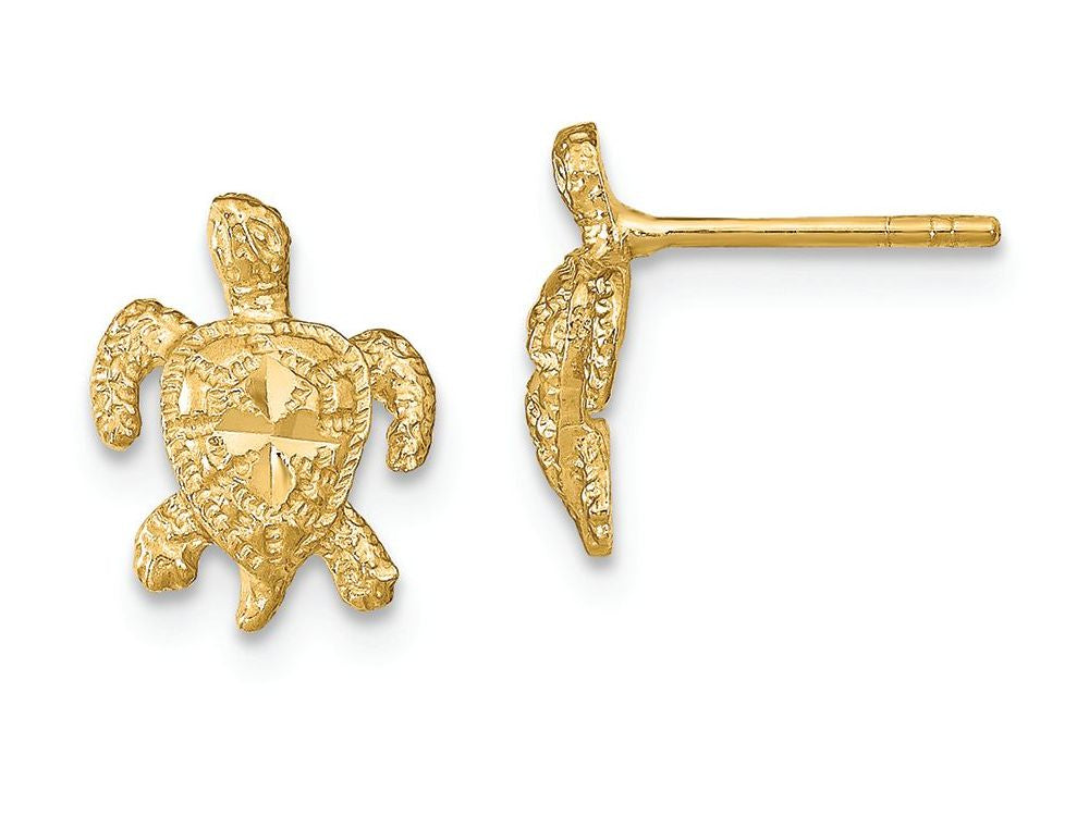 FJC Finejewelers 14k Yellow Gold Polished Bright Cut Sea Turtle Post Earrings