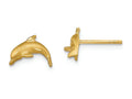 FJC Finejewelers 14k Yellow Gold Satin Bright Cut Dolphin Post Earrings