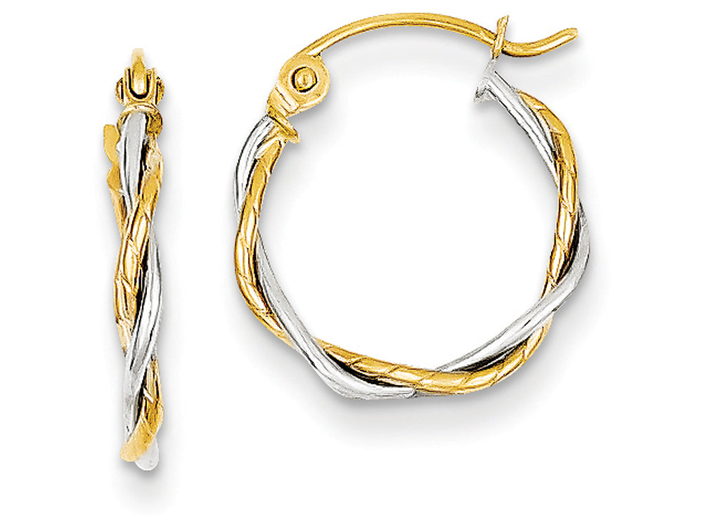FJC Finejewelers 14 kt Two Tone Gold Polished 1.8mm Twisted Hoop Earrings