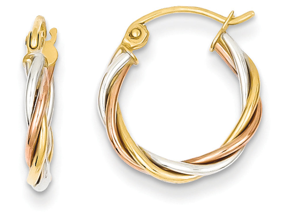 FJC Finejewelers 14 kt Tri Color Gold Polished 2.5mm Twisted Hoop Earrings