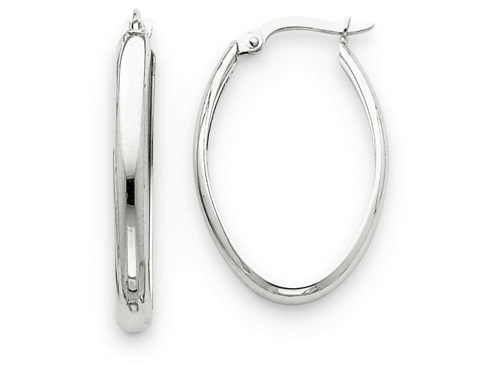 FJC Finejewelers 14k White Gold Polished 3.5mm Oval Hoop Earrings