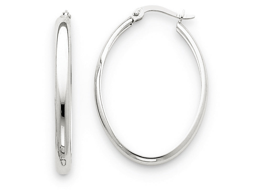 FJC Finejewelers 14k White Gold Polished 3.5mm Oval Hoop Earrings