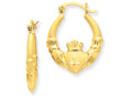 FJC Finejewelers 14k Yellow Gold Polished and Satin Claddagh Hoop Earrings