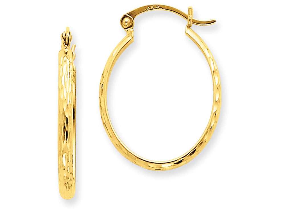 FJC Finejewelers 14k Yellow Gold Lightweight Bright-cut Oval Hoop Earrings