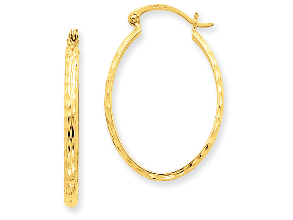 FJC Finejewelers 14k Yellow Gold Lightweight Bright-cut Oval Hoop Earrings