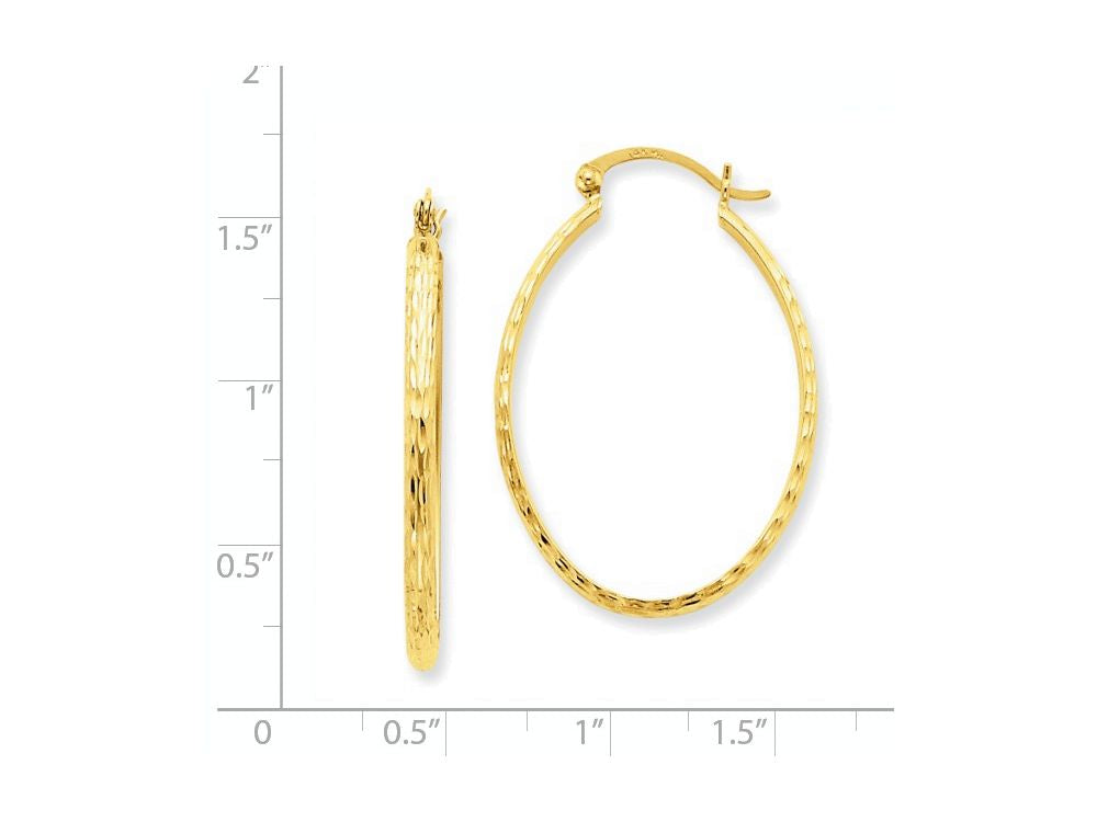 FJC Finejewelers 14k Yellow Gold Lightweight Bright-cut Oval Hoop Earrings