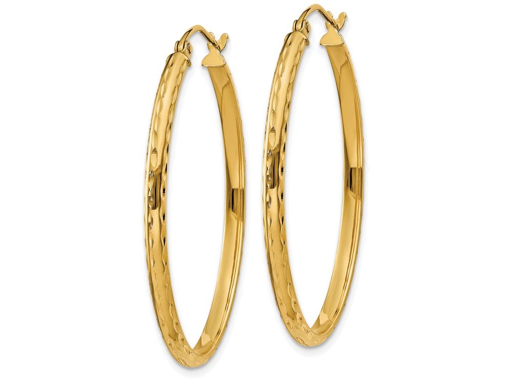 FJC Finejewelers 14k Yellow Gold Lightweight Bright-cut Oval Hoop Earrings
