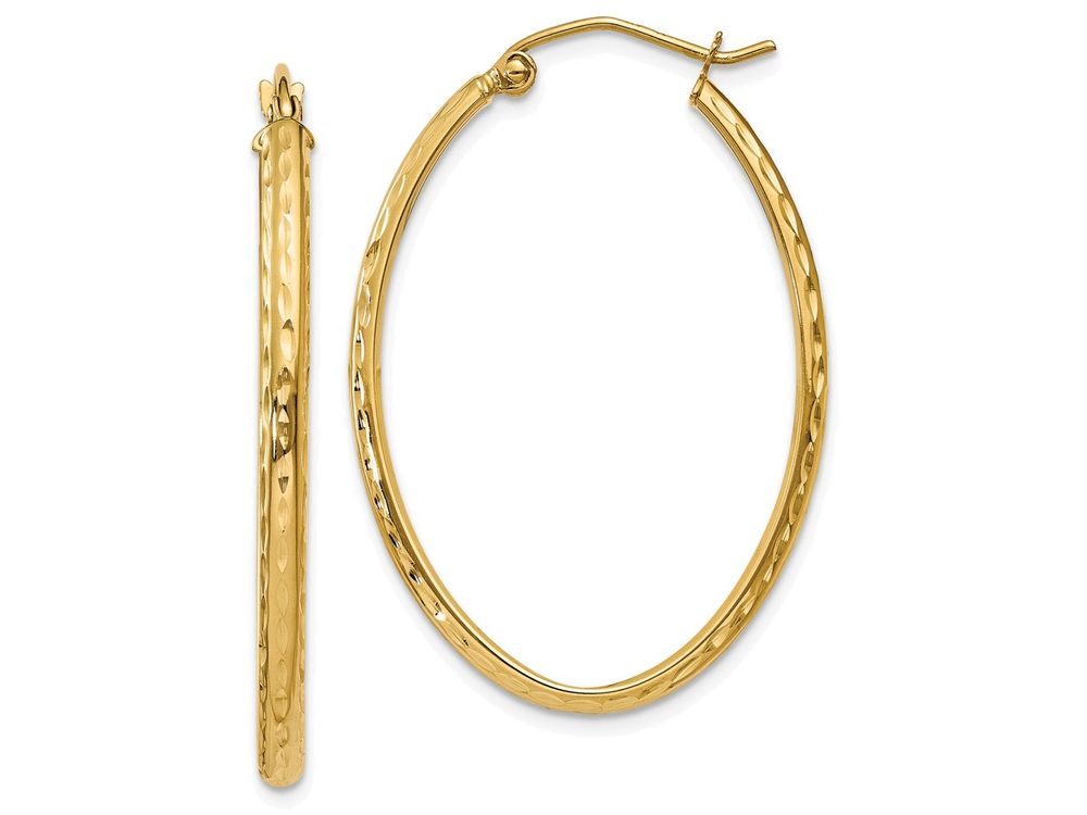 FJC Finejewelers 14k Yellow Gold Lightweight Bright-cut Oval Hoop Earrings
