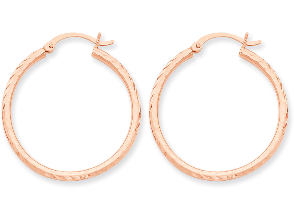 FJC Finejewelers 14k Rose Gold Bright-cut Polished Hoop Earrings