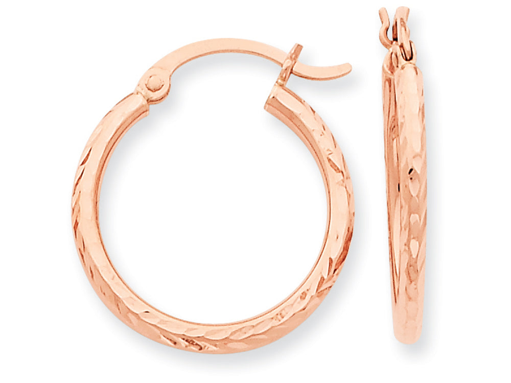 FJC Finejewelers 14k Rose Gold Bright-cut Polished Hoop Earrings