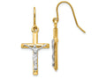 FJC Finejewelers 14k Two-tone Gold Polished Crucifix Earrings