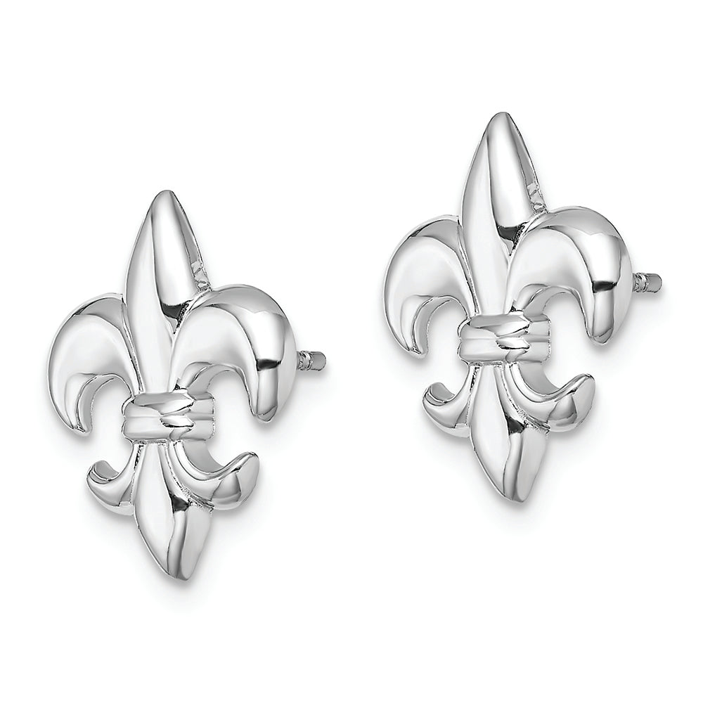 FJC Finejewelers 14k White Gold White Small Fleur-de-lis Post Earrings