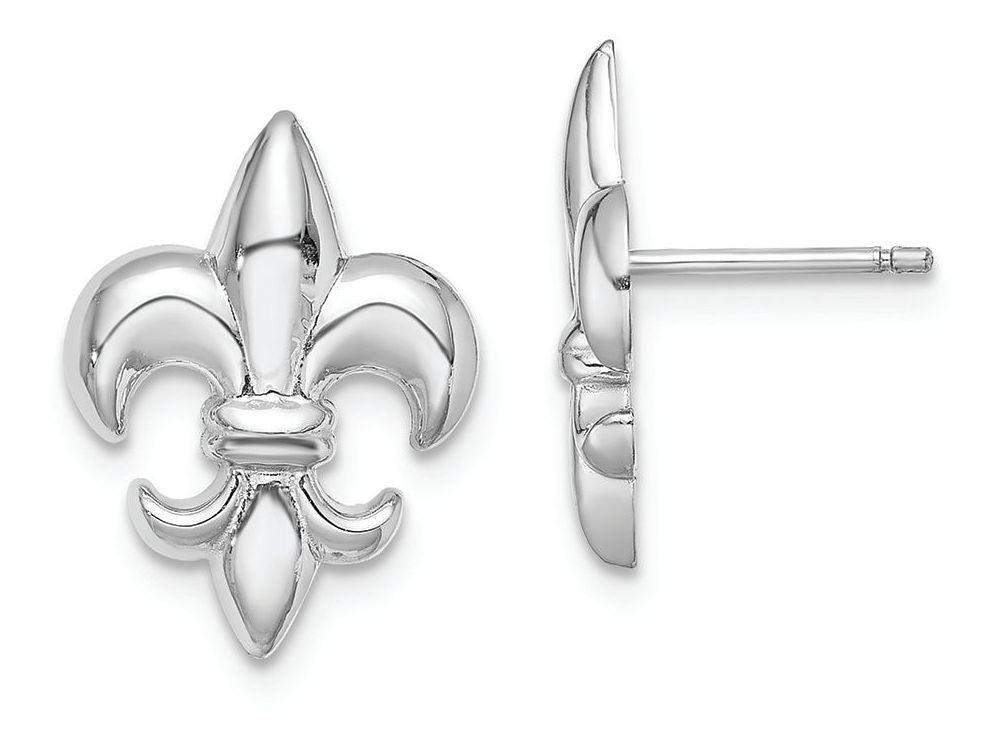 FJC Finejewelers 14k White Gold White Small Fleur-de-lis Post Earrings