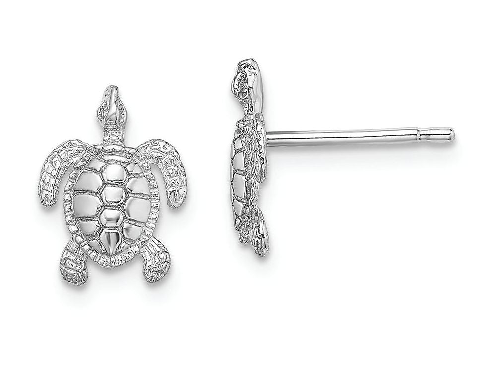 FJC Finejewelers 14k White Gold White Sea Turtle Post Earrings Polish Textured