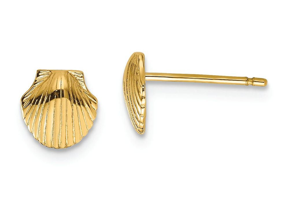 FJC Finejewelers 14k Yellow Gold Mini Scallop Shell Post Earrings