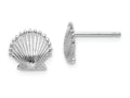 FJC Finejewelers 14k White Gold White Scallop Shell with Beaded Tips Post Earrings