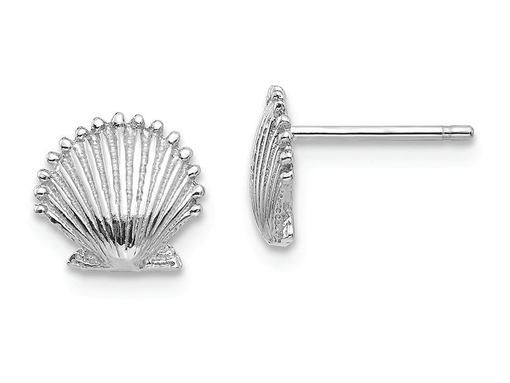 FJC Finejewelers 14k White Gold White Scallop Shell with Beaded Tips Post Earrings