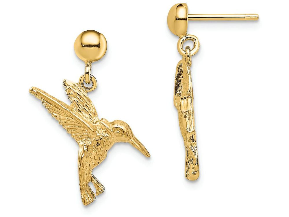 FJC Finejewelers 14k Yellow Gold Hummingbird Dangle Earringsball Top