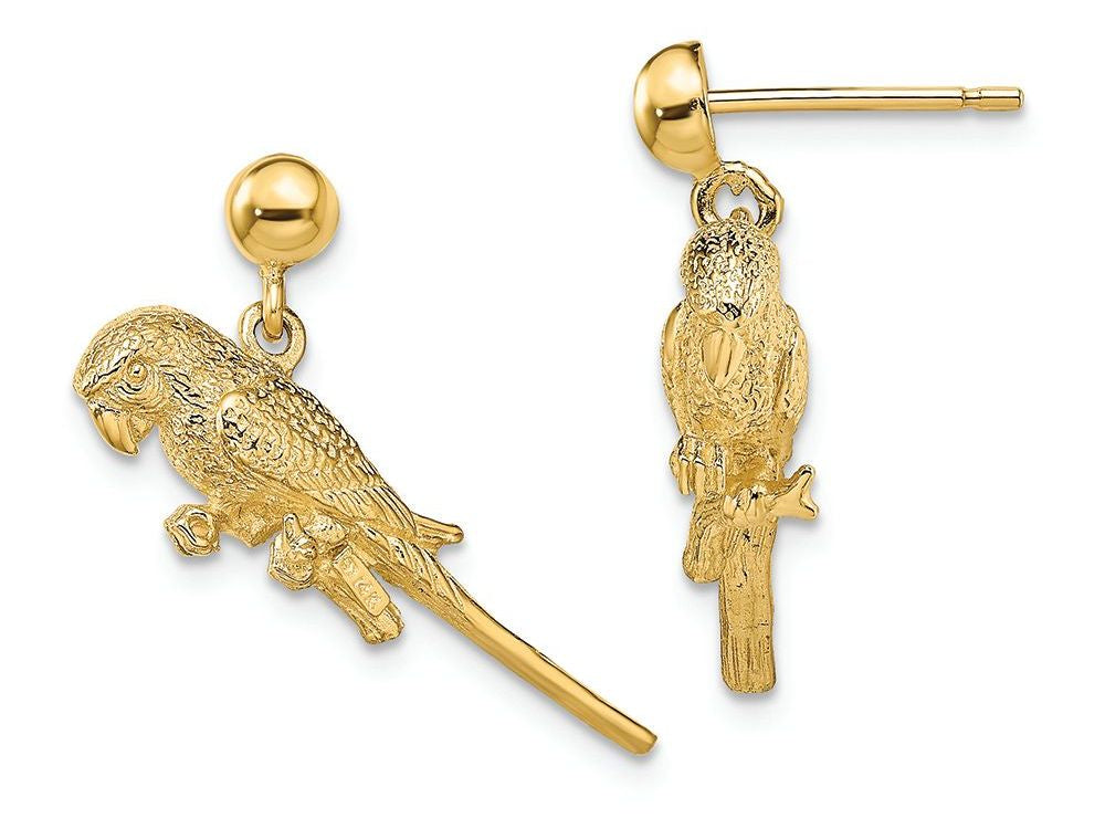 FJC Finejewelers 14k Yellow Gold 3d Parrot Dangle Earrings