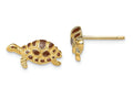 FJC Finejewelers 14k Yellow Gold Swimming Sea Turtle with Brown Enamel Earrings