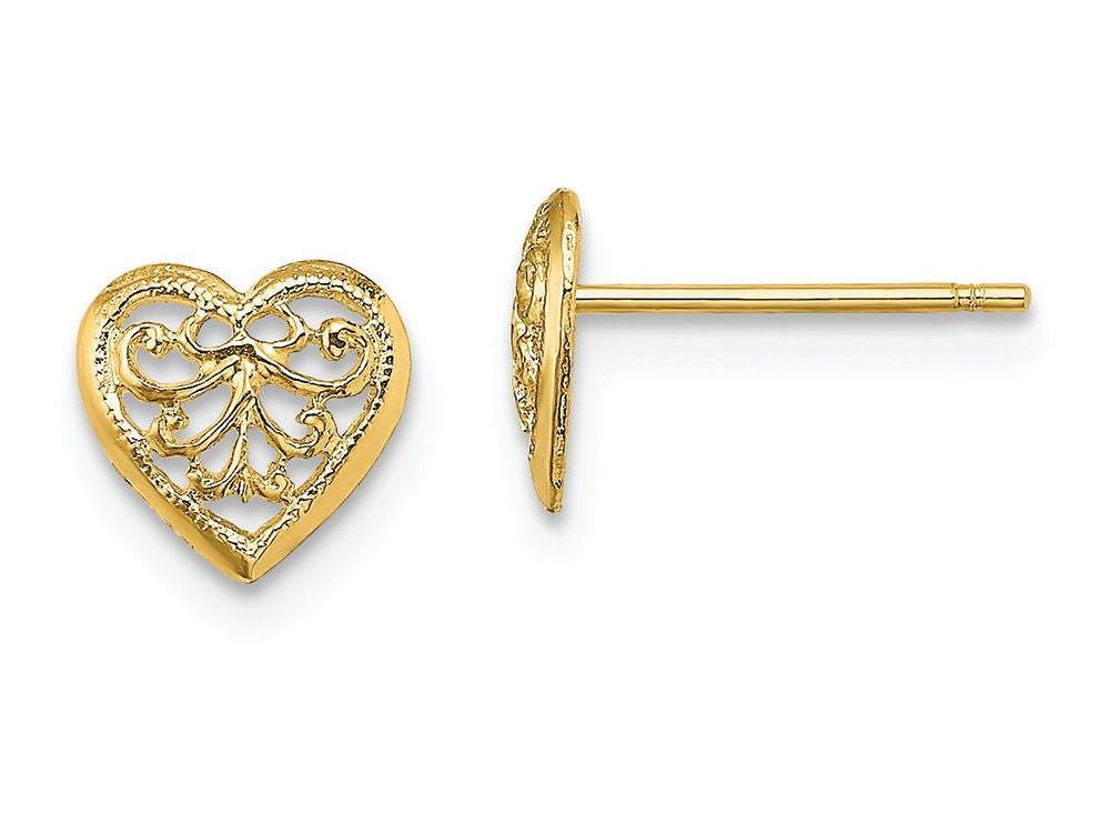 FJC Finejewelers 14k Yellow Gold Filigree Heart Post Earrings