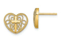 FJC Finejewelers 14k Yellow Gold Heart Post with Cross Center filigree Earrings