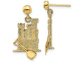 FJC Finejewelers 14k Yellow Gold 3d Sandcastle with Shovel Dangle Earrings