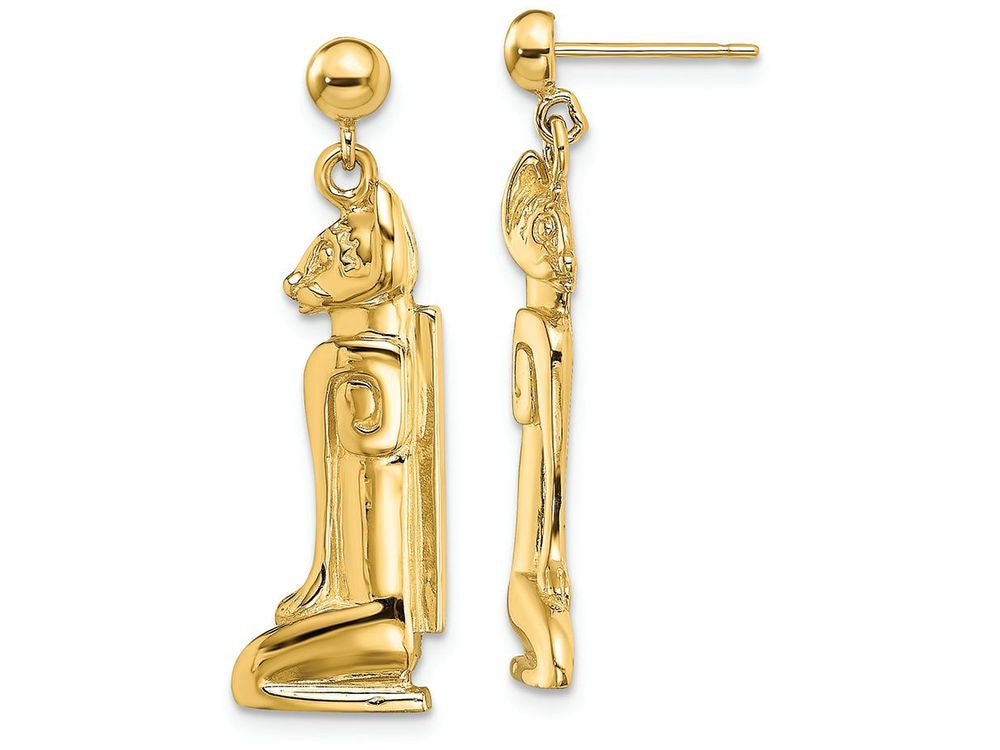 FJC Finejewelers 14k Yellow Gold Marco Island Cat Dangle Earrings