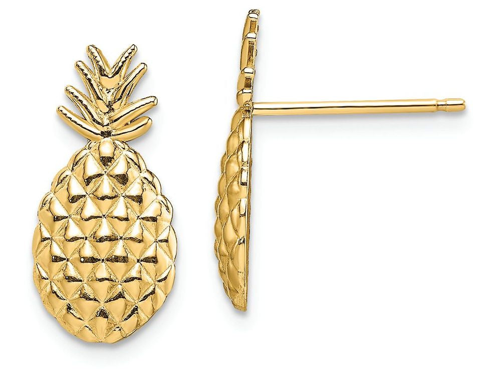 FJC Finejewelers 14k Yellow Gold Pineapple Post Earringstexured