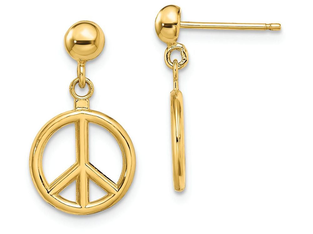 FJC Finejewelers 14k Yellow Gold 3d Peace Symbol Dangle Earrings