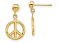 FJC Finejewelers 14k Yellow Gold 3d Peace Symbol Dangle Earrings