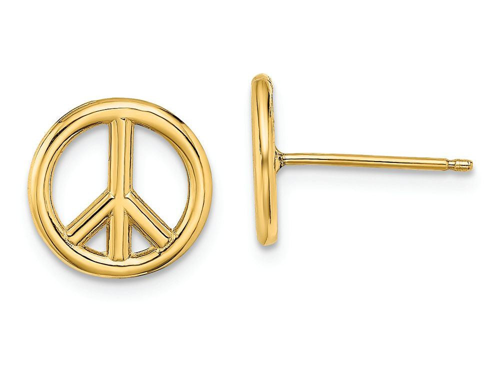 FJC Finejewelers 14k Yellow Gold Peace Symbol Post Earrings
