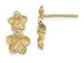 FJC Finejewelers 14k Yellow Gold Double Flower Drop Post Earrings Plumeria