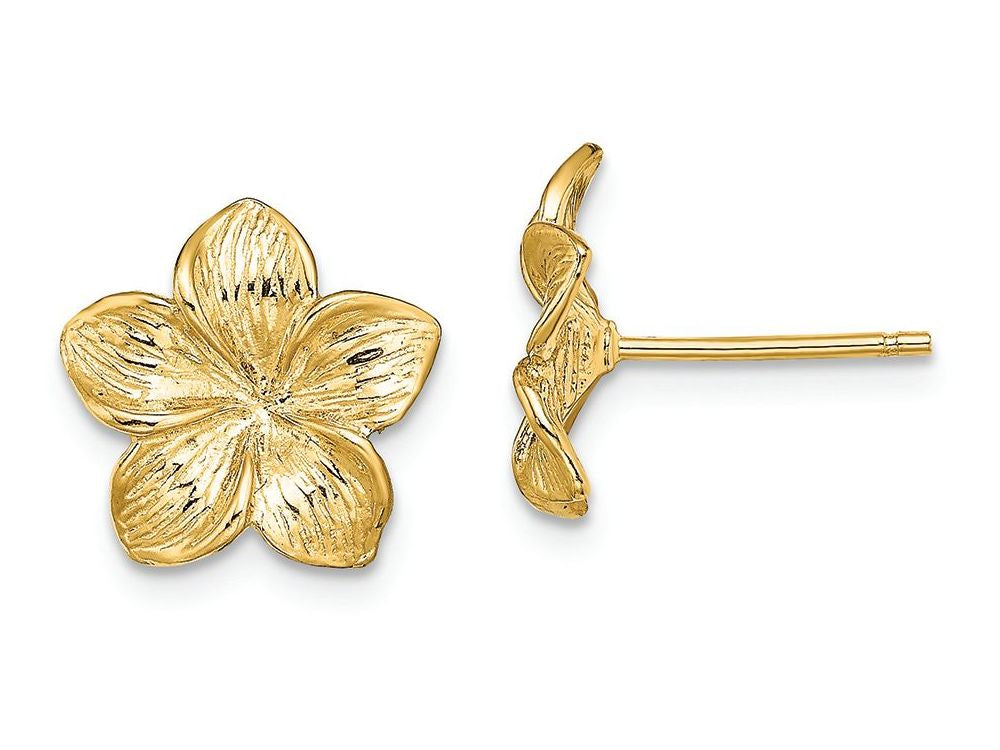 FJC Finejewelers 14k Yellow Gold Single Flower Post Earrings Plumeria