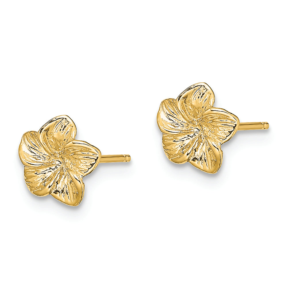 FJC Finejewelers 14k Yellow Gold Single Flower Post Earrings Plumeria