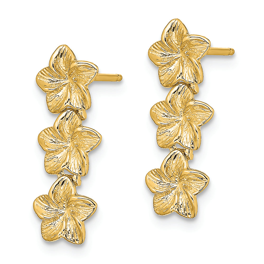 FJC Finejewelers 14k Yellow Gold Triple Flower Post Drop Earrings